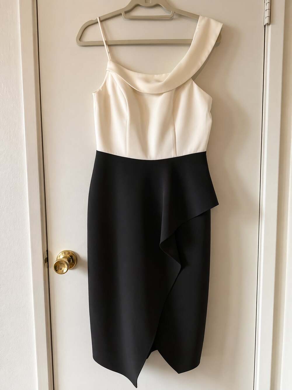 Laundry by Shelli Segal Colorblock Asymmetrical Ruffle Midi Dress Size 6